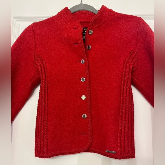 Vintage GEIGER TYROL Wool Sweater Blazer Jacket in Red Austria Size 36 - Picture 4 of 13